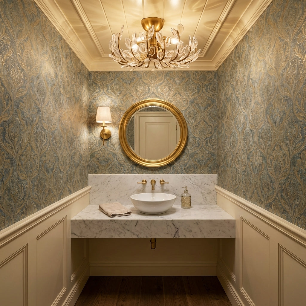 Riviko Petal Bloom Brass Flushmount - elegant American powder room