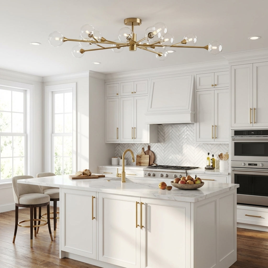Riviko Celestial Radiance Modern Glass Flushmount - modern American kitchen with island