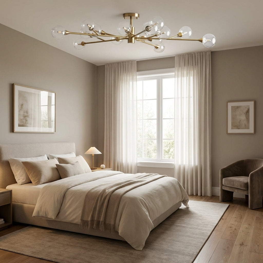 Riviko Celestial Radiance Modern Glass Flushmount - American master bedroom