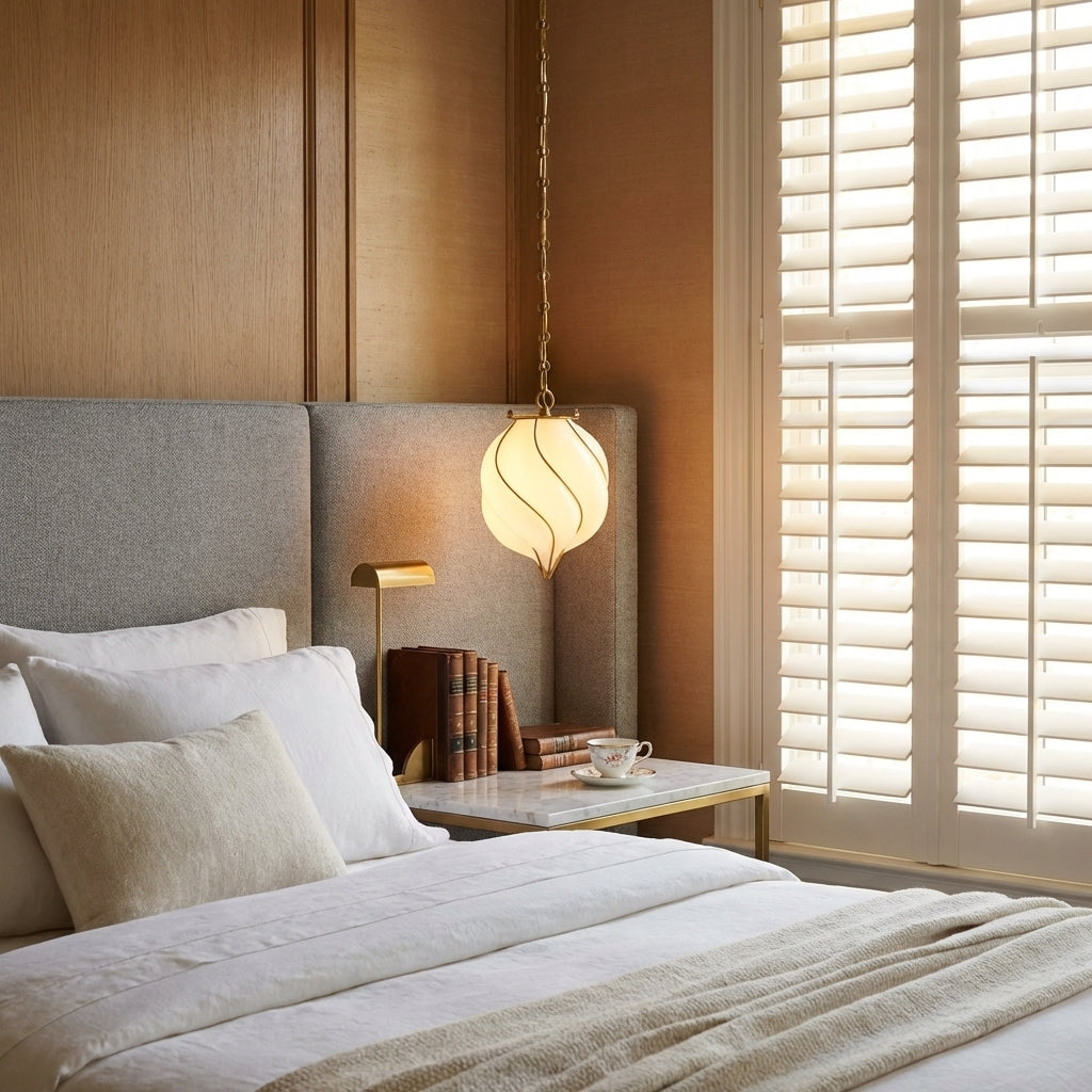 Riviko Aura Dewdrop Small Glass Pendant - elegant American bedroom