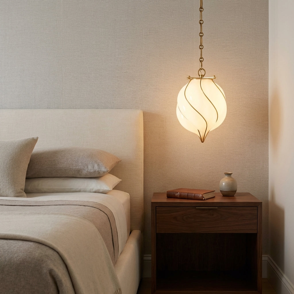 Riviko Aura Dewdrop Small Glass Pendant - luxury American master bedroom