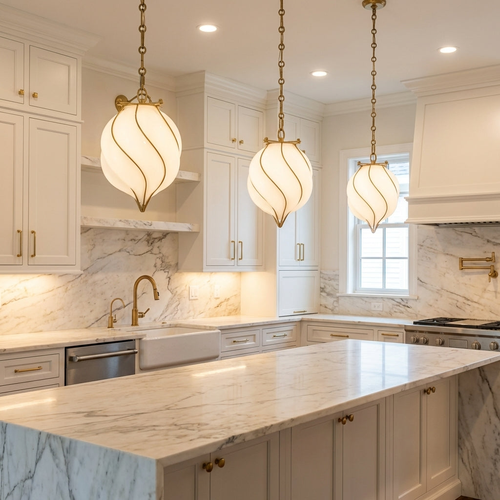 Riviko Aura Dewdrop Small Glass Pendant - high-end American kitchen