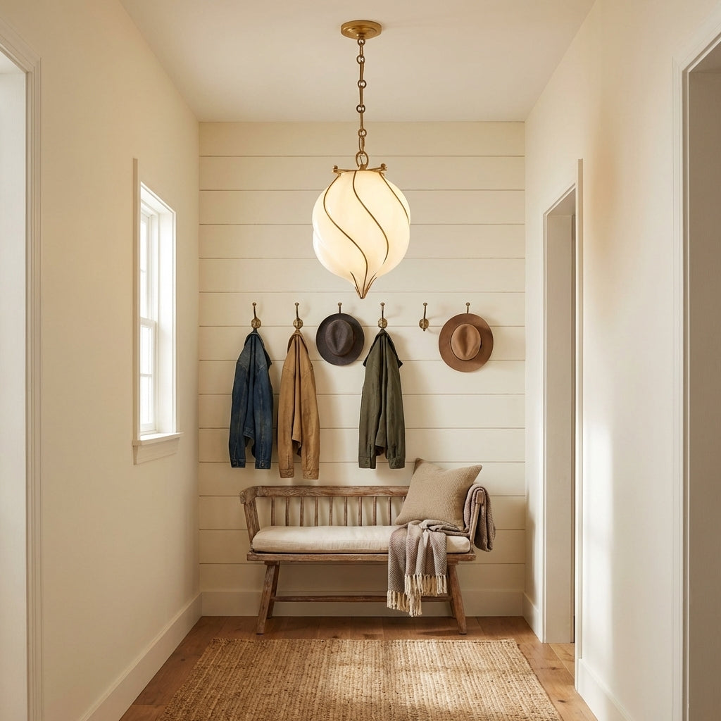 Riviko Aura Dewdrop Small Glass Pendant - small American hallway or mudroom entry