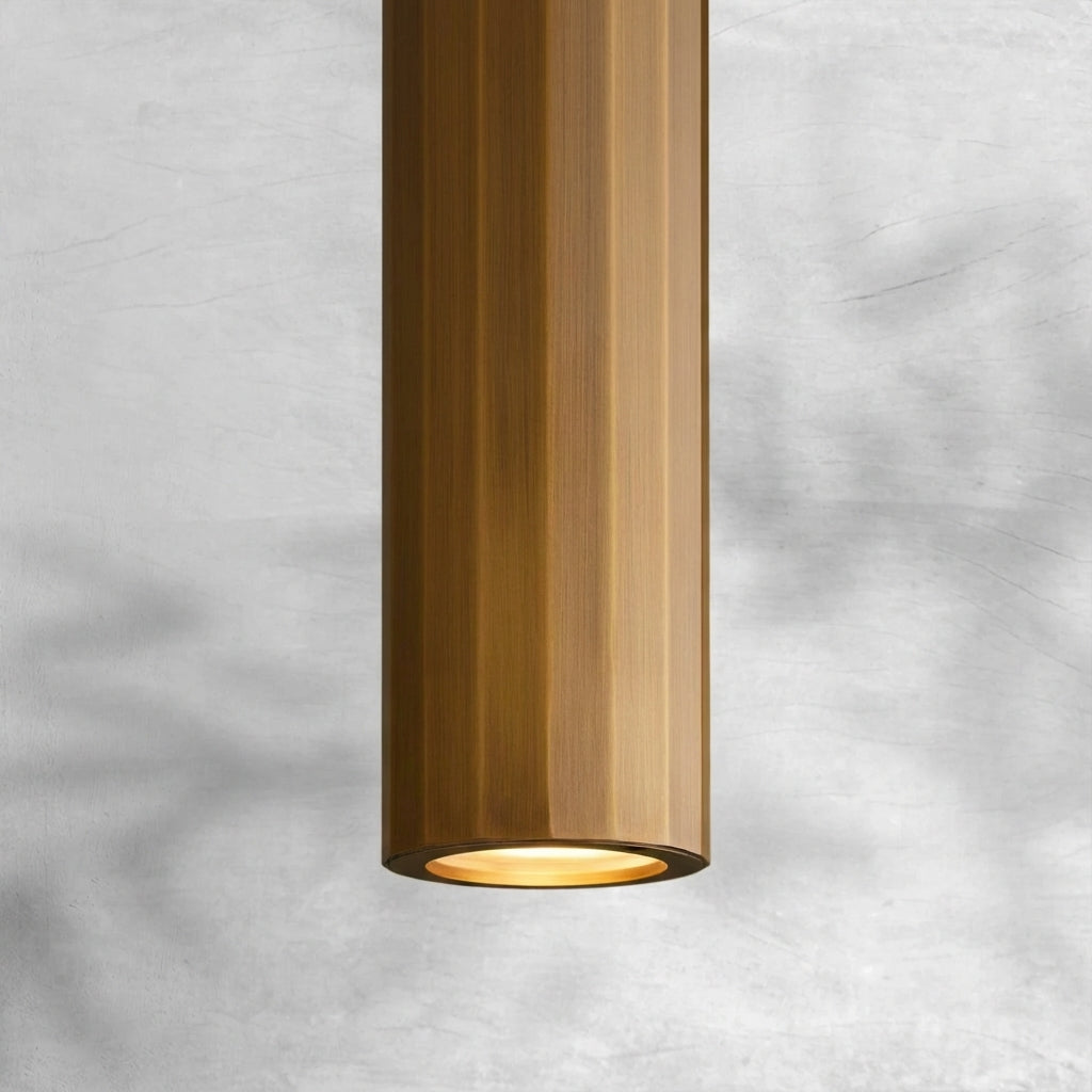 Riviko Radiant Ribbed Brass Pendant Lamp - Background Shot