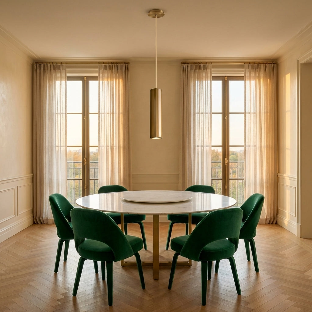 Riviko Radiant Ribbed Brass Pendant Lamp - luxurious American dining room