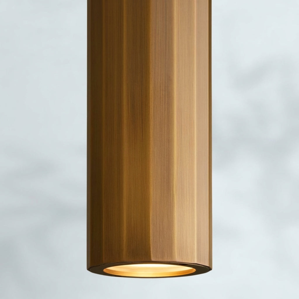 Riviko Radiant Ribbed Brass Pendant Lamp - Studio Shot