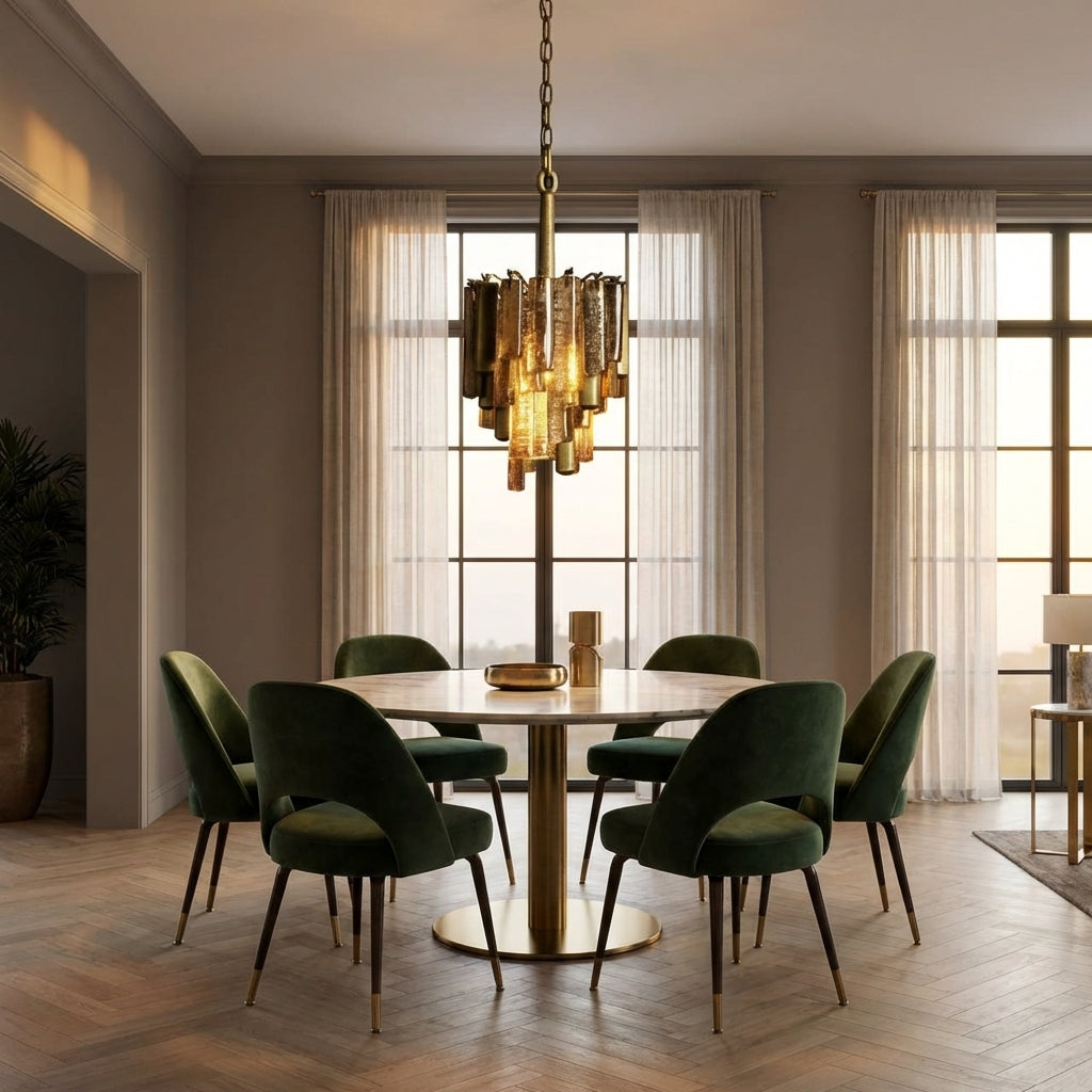 Riviko Veridian Bloom Glass Pendant - luxurious American dining room