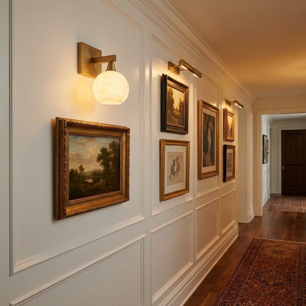 Riviko Alabaster Luminous Wall Sconce 1-Light - American hallway gallery