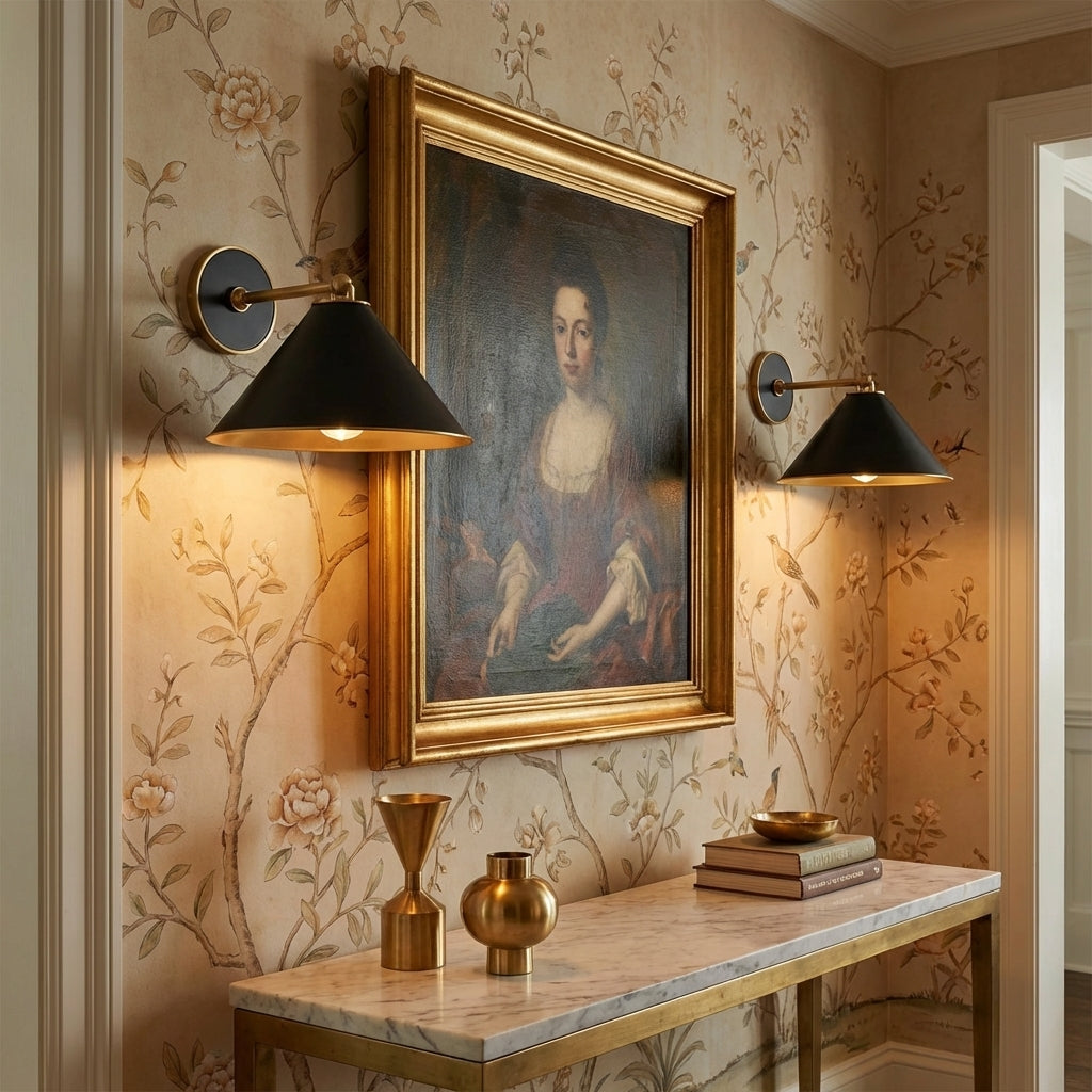 Riviko Dual Radiance Wall Sconce - sophisticated American hallway alcove