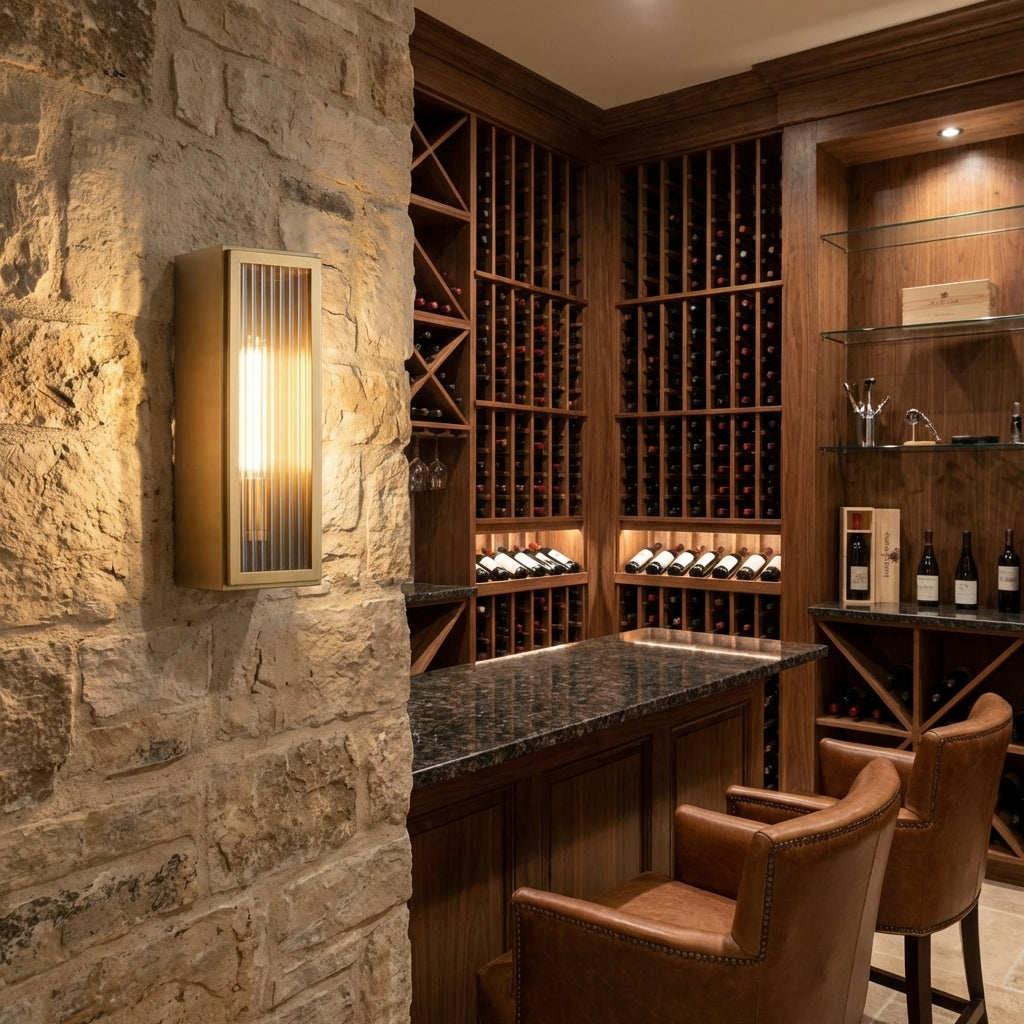 Riviko Veridian Fluted Outdoor Wall Sconce - luxury American wine room