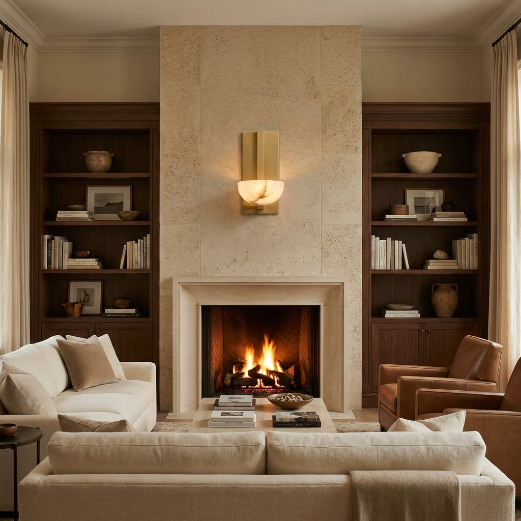 Riviko Alabaster Radiance Wall Sconce - American formal living room