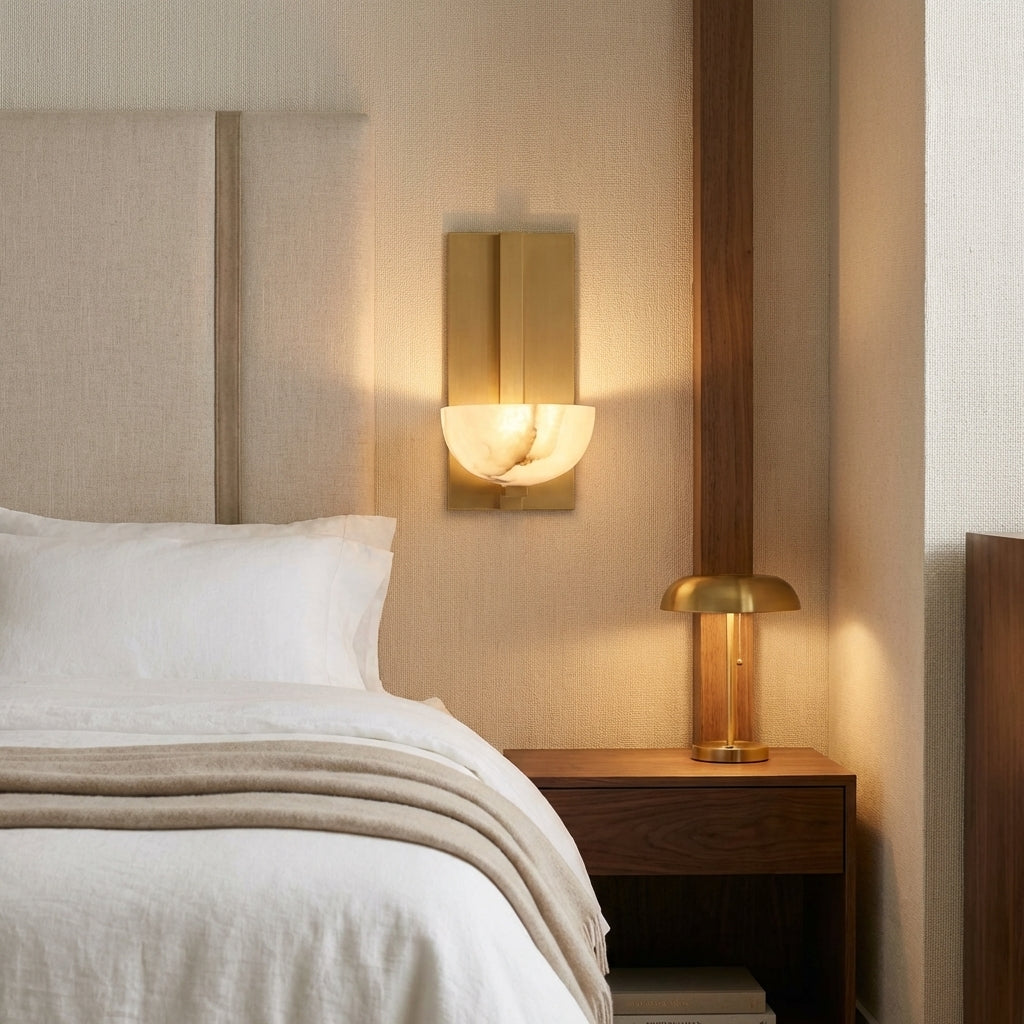 Riviko Alabaster Radiance Wall Sconce - elegant American bedroom