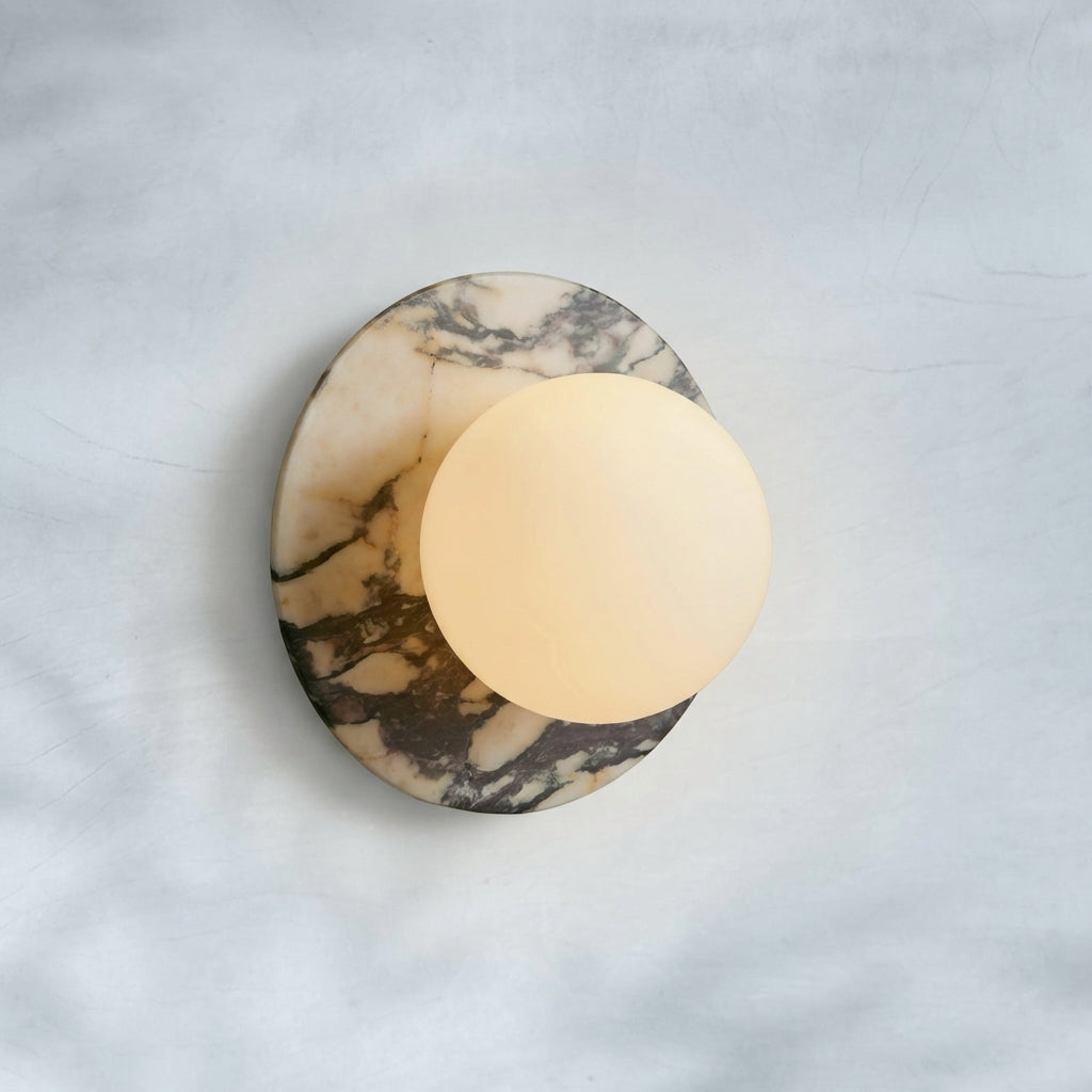 Riviko Veridian Glow 1-Light Marble Wall Sconce - Background Shot