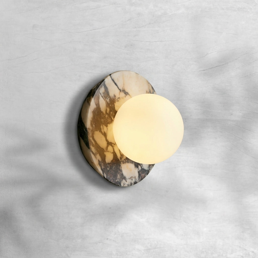 Riviko Veridian Glow 1-Light Marble Wall Sconce - Background Shot