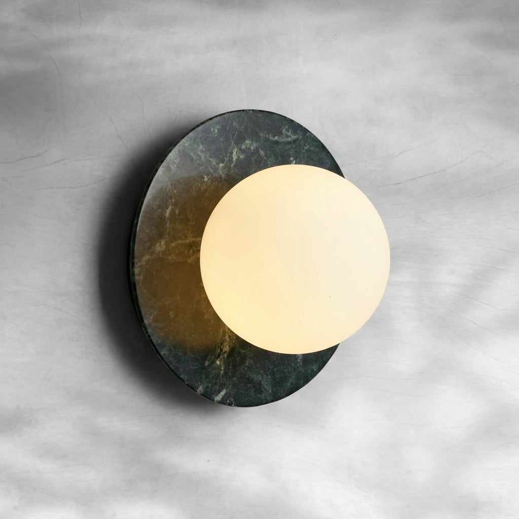 Riviko Veridian Glow 1-Light Marble Wall Sconce - Background Shot