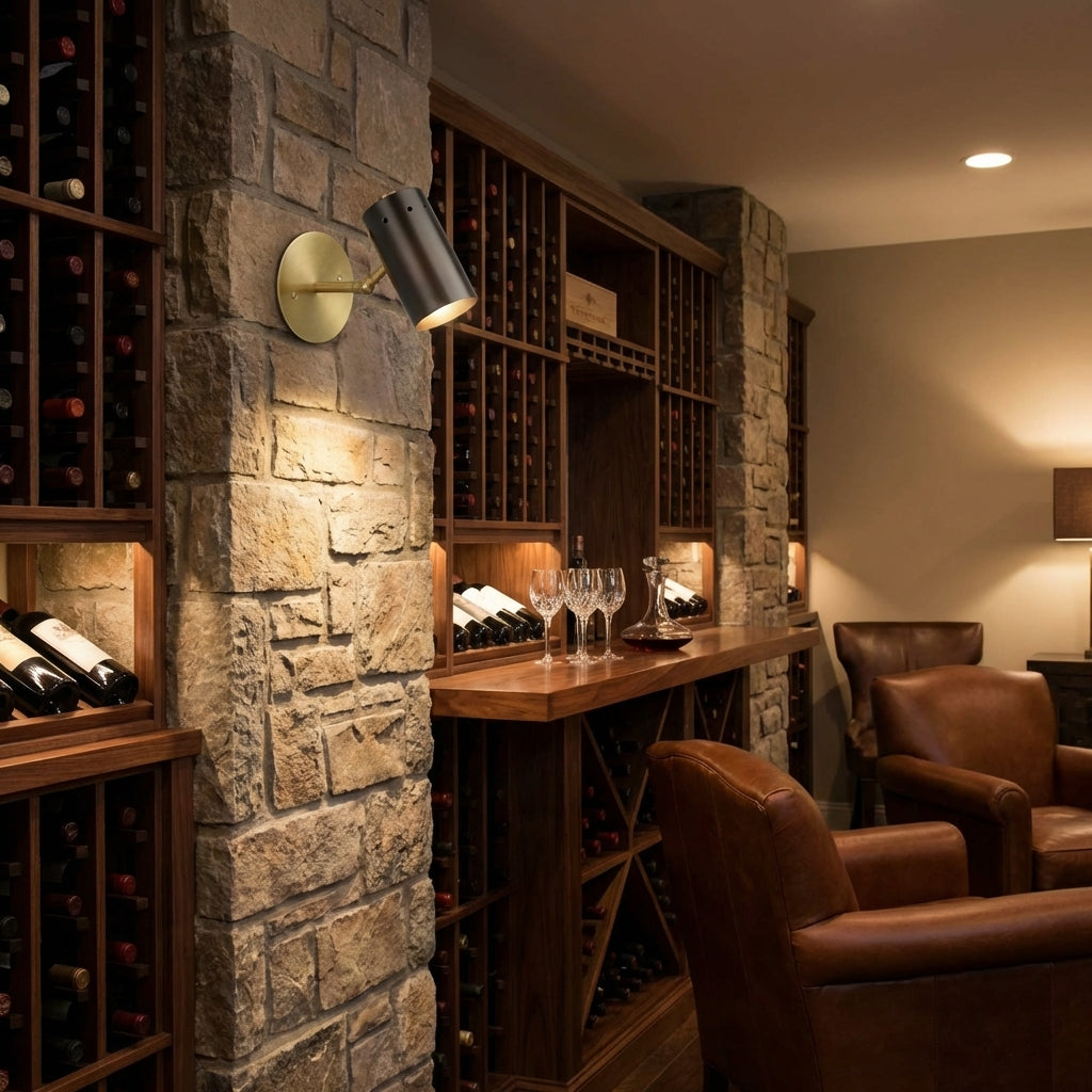 Riviko Articulated Metal Wall Sconce - luxury American wine room