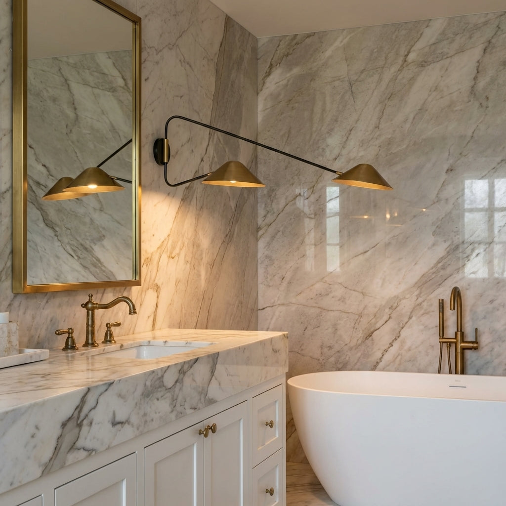 Riviko Veridian Dual-Arm Wall Sconce - luxury American master bathroom