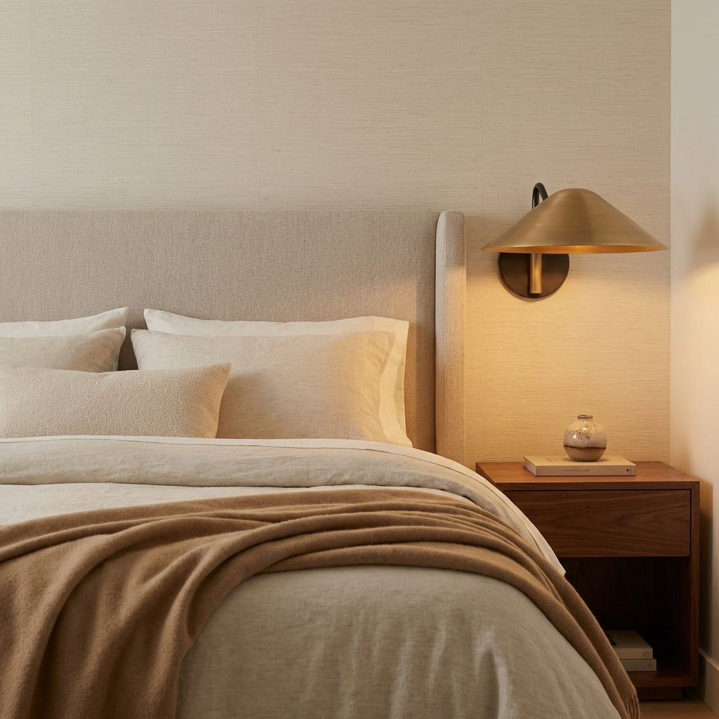 Riviko Heritage Brass Wall Sconce - elegant American bedroom