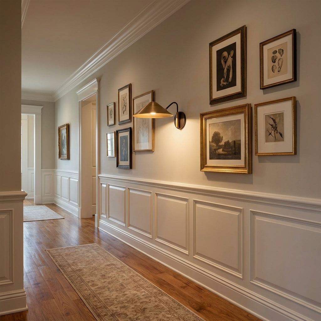 Riviko Heritage Brass Wall Sconce - American hallway gallery
