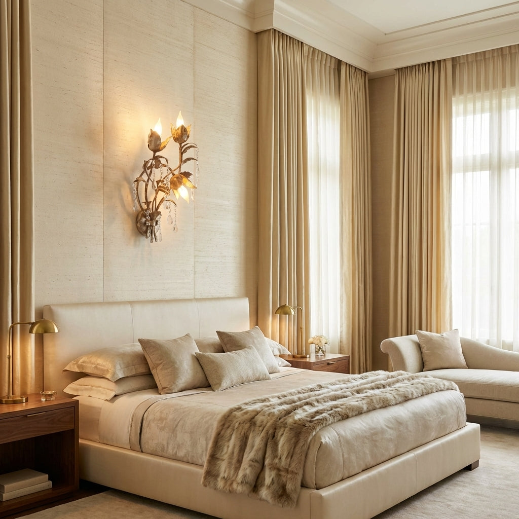 Riviko Veridian Bloom 3-Light Wall Sconce - luxurious American master suite
