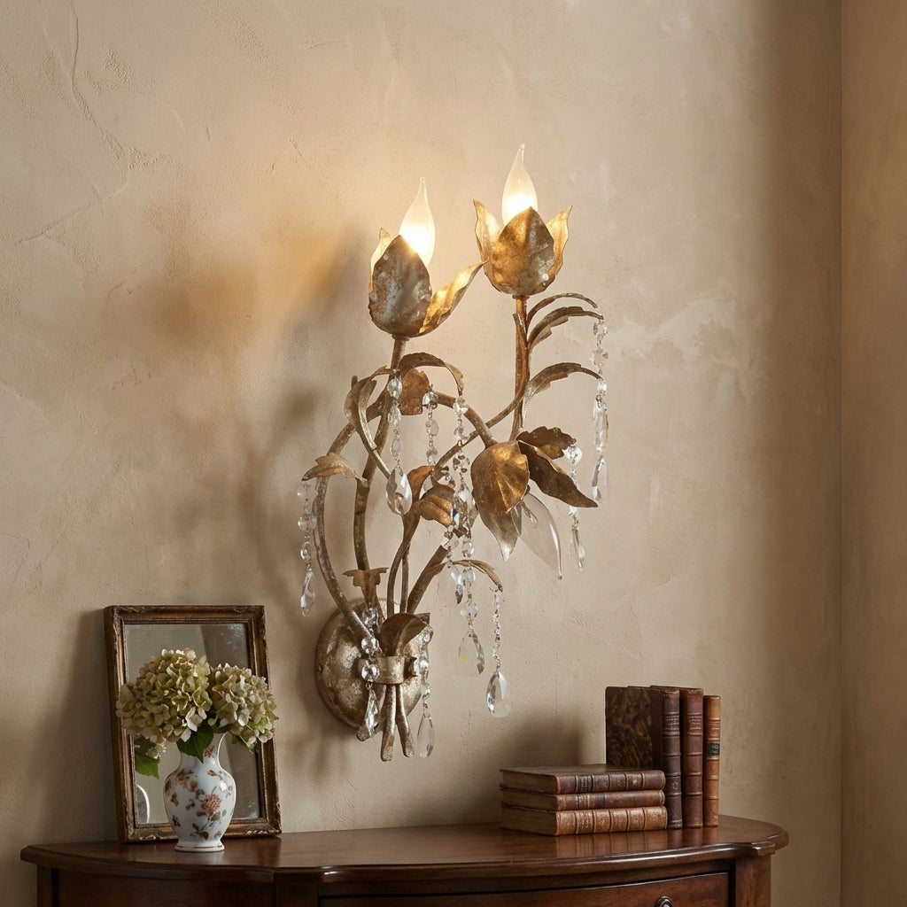 Riviko Veridian Bloom 3-Light Wall Sconce - American formal living room with 12-foot ceilings