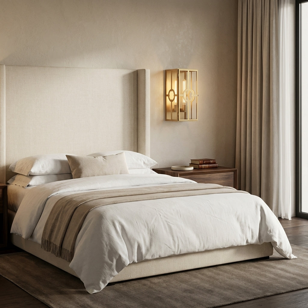 Riviko Veridian Brass Outdoor Sconce - elegant American bedroom