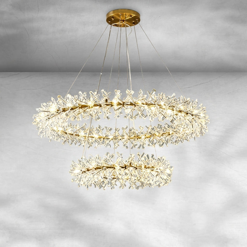 Riviko Glacial Radiance Double-Tier Crystal Chandelier - Background Shot