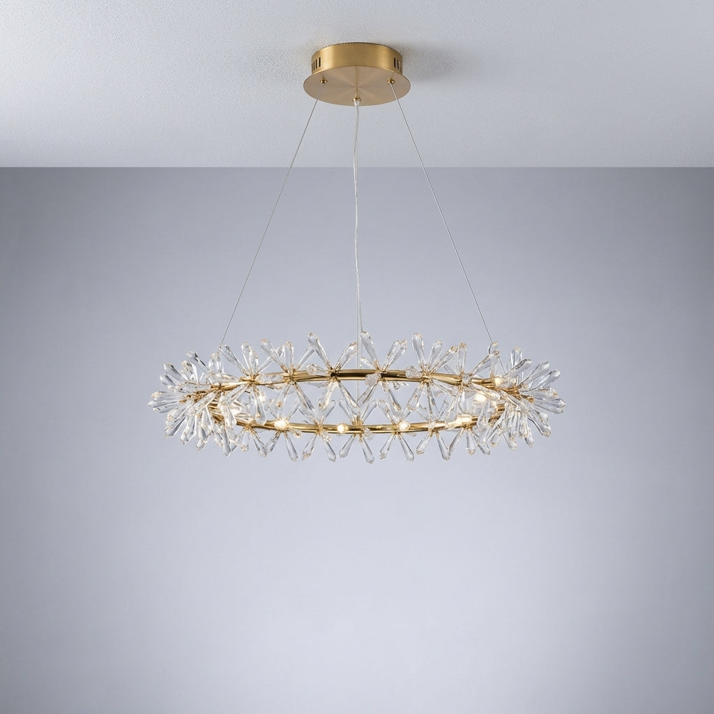 Riviko LG Rock 2 Wheel Frozen Ice Crystal Chandelier Light - Studio Shot