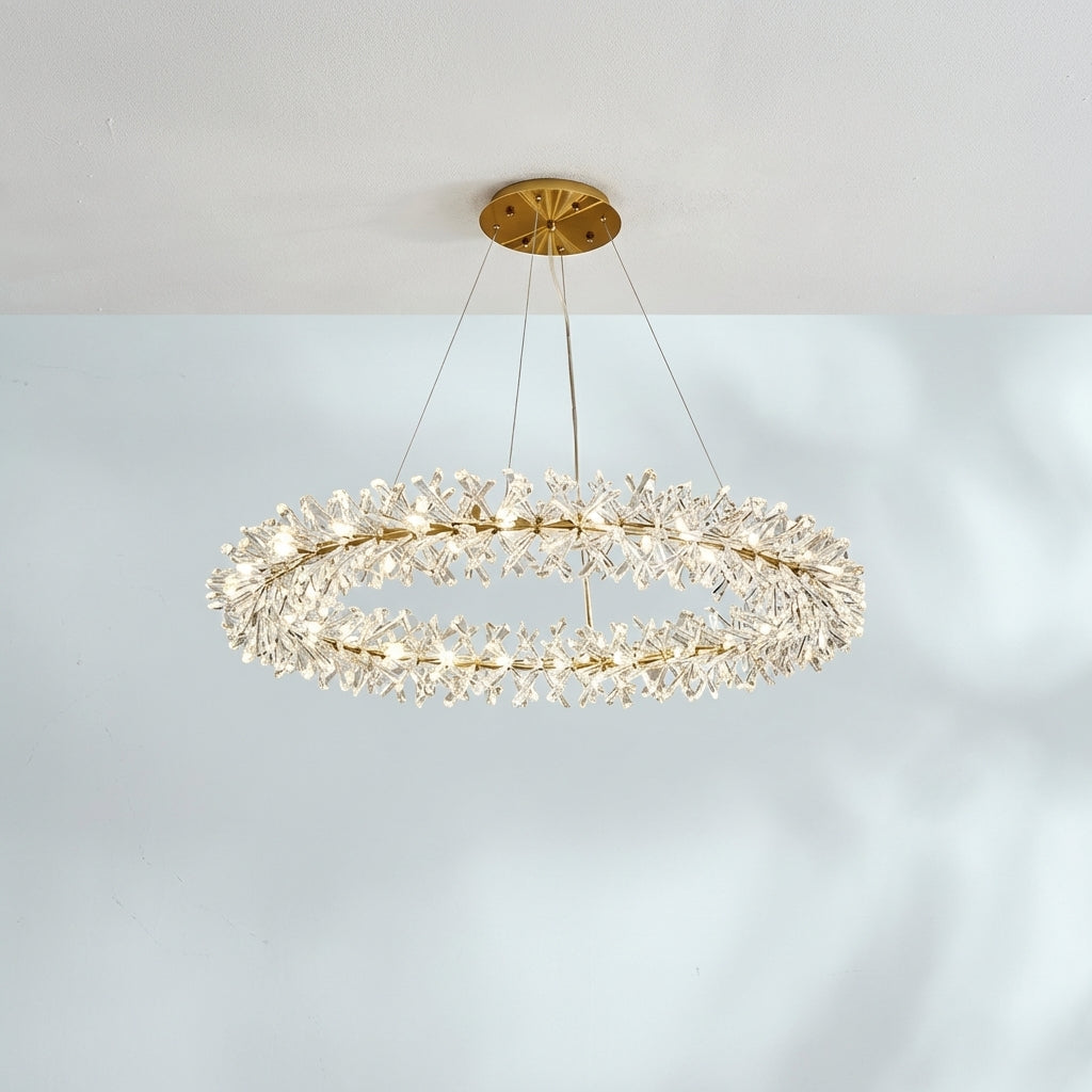 Riviko LG Rock 2 Wheel Frozen Ice Crystal Chandelier Light - Studio Shot