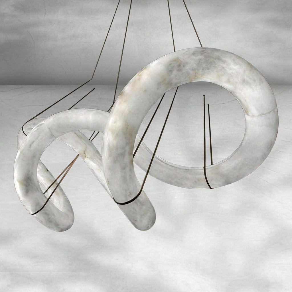 Riviko Ethereal Alabaster Curved Chandelier - Background Shot