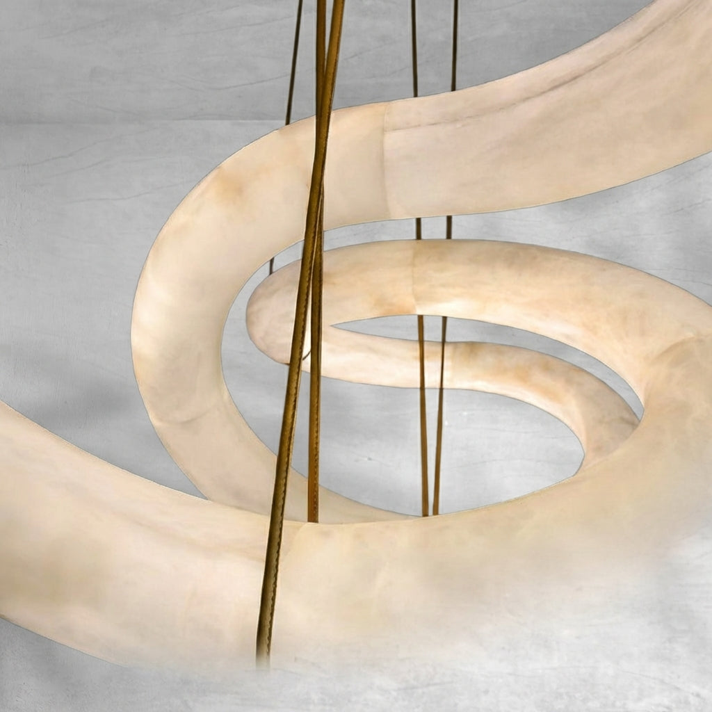 Riviko Ethereal Alabaster Curved Chandelier - Background Shot