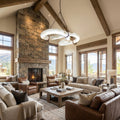 Riviko Aura Curve Alabaster Chandelier - American transitional great room with cathedral ceiling