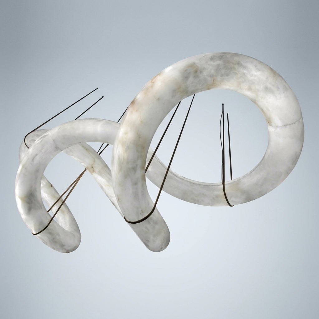 Riviko Ethereal Alabaster Curved Chandelier - Studio Shot