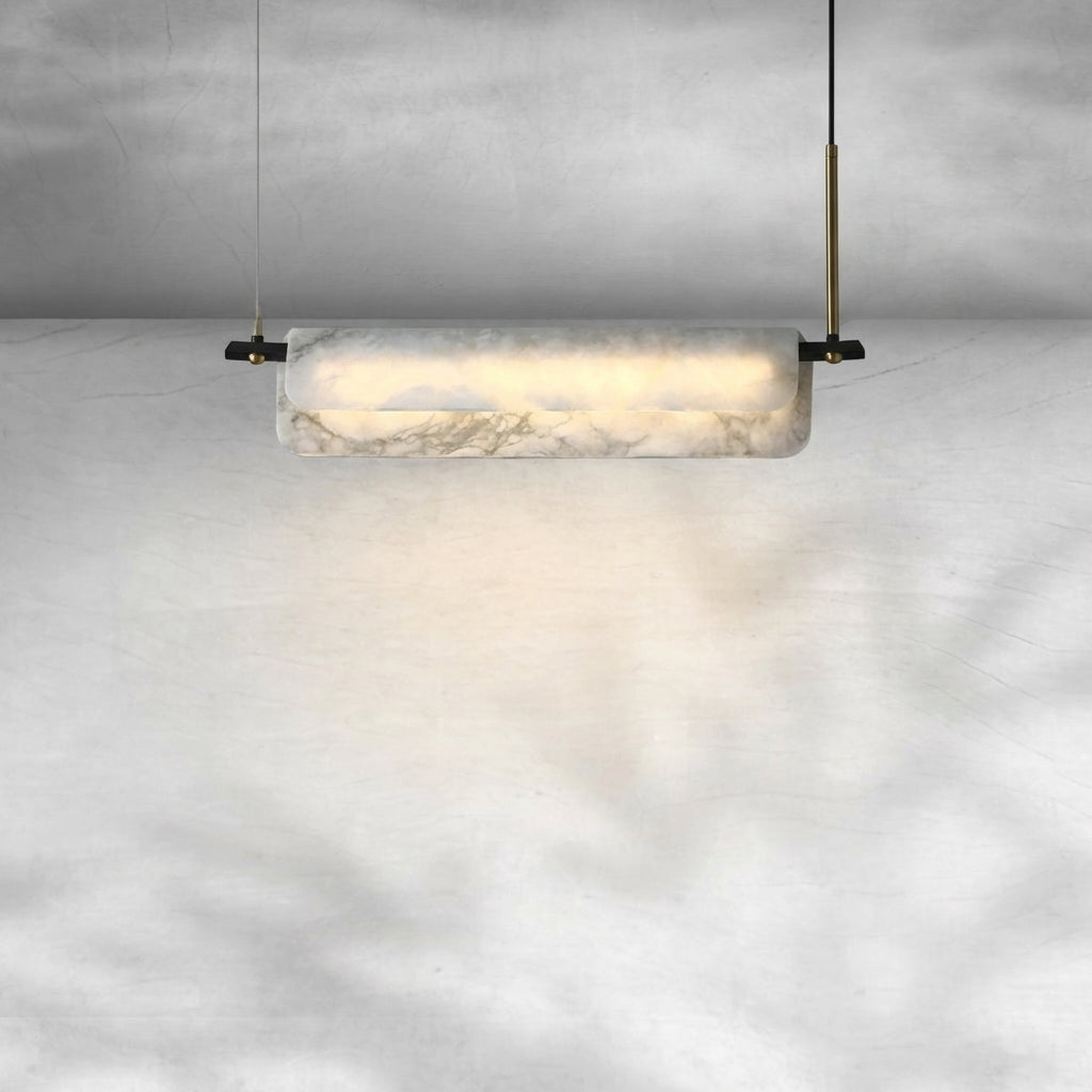 Riviko Opulent Alabaster Linear LED Chandelier - Background Shot