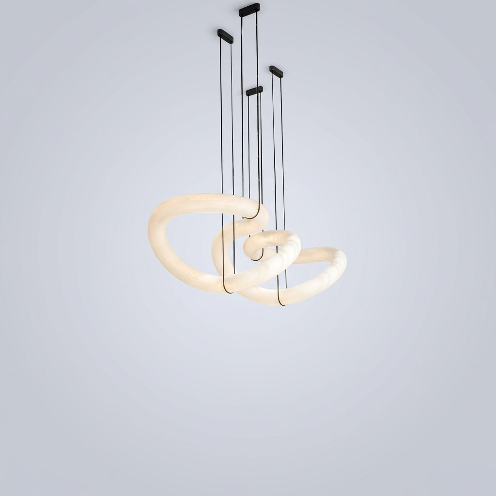 Riviko Ethereal Alabaster Curved Chandelier - Studio Shot