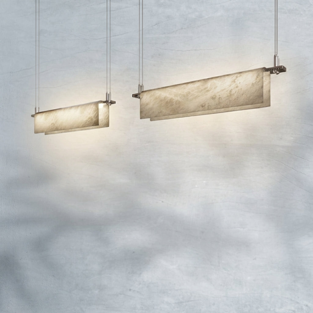 Riviko Opulent Alabaster Linear LED Chandelier - Background Shot