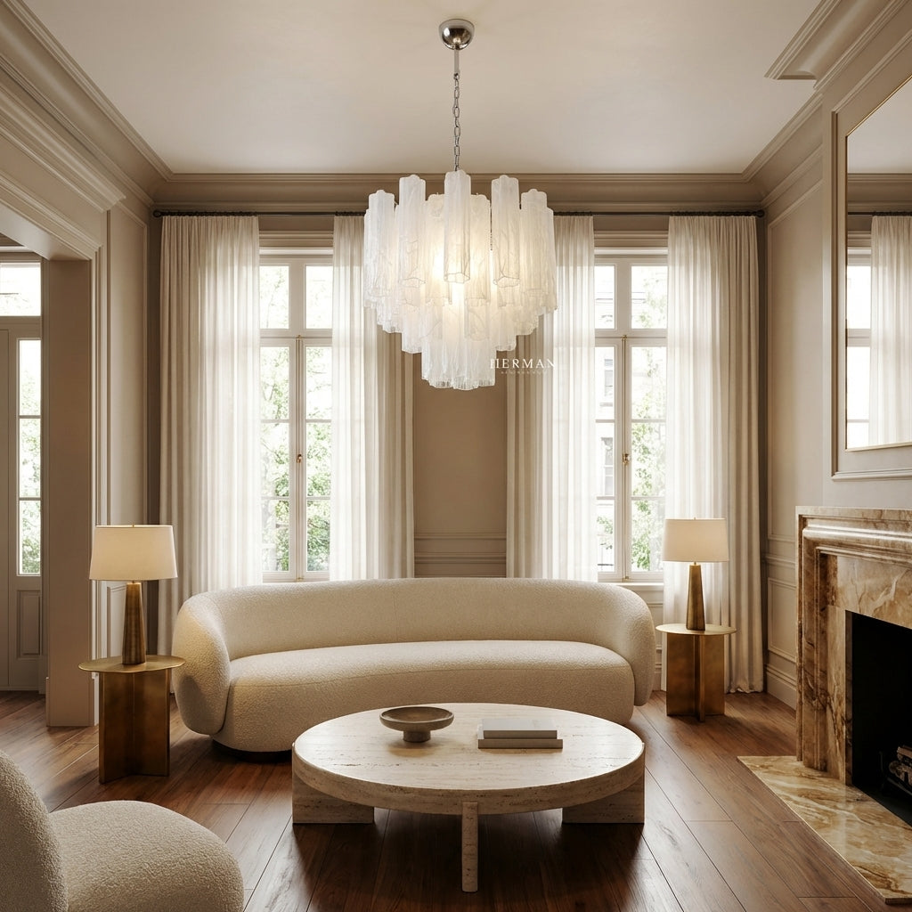 Riviko Venetian Alabaster 36-Tube Chandelier - sophisticated American living room