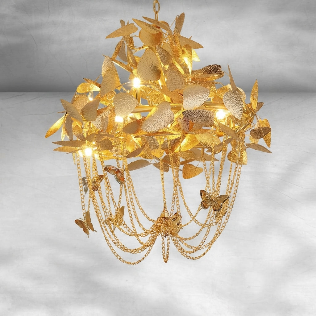 Riviko Gilded Bloom Metal Chandelier - Background Shot
