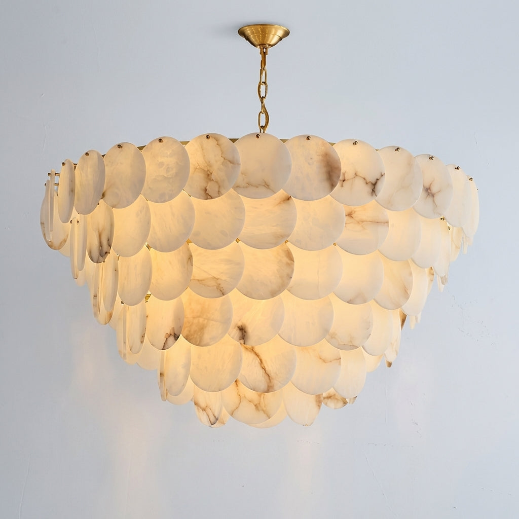 Riviko Alabaster Shell Brass Chandelier with 2/3/4/5/6 layer - Studio Shot