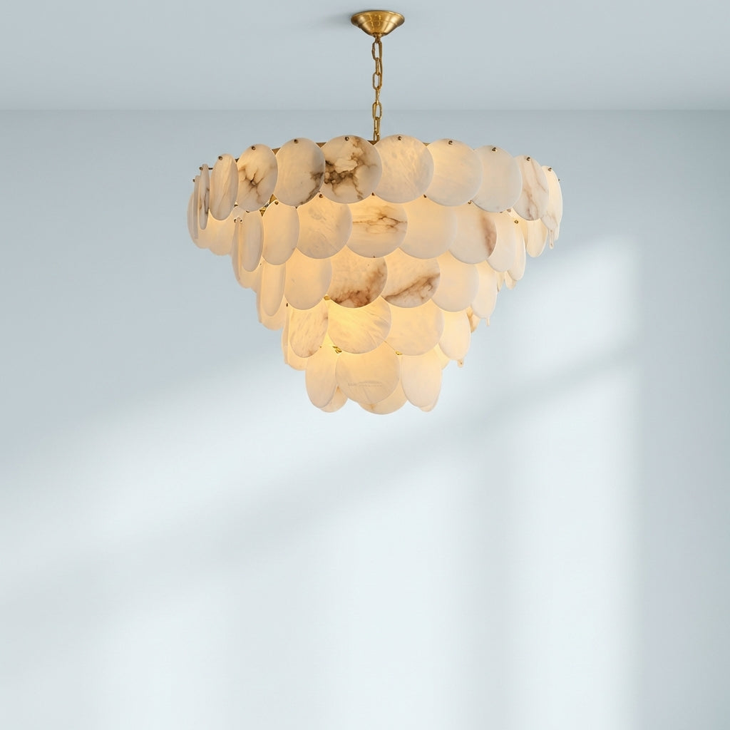 Riviko Alabaster Shell Brass Chandelier with 2/3/4/5/6 layer - Studio Shot