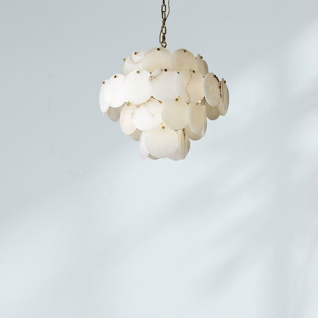 Riviko Alabaster Shell Brass Chandelier with 2/3/4/5/6 layer - Studio Shot