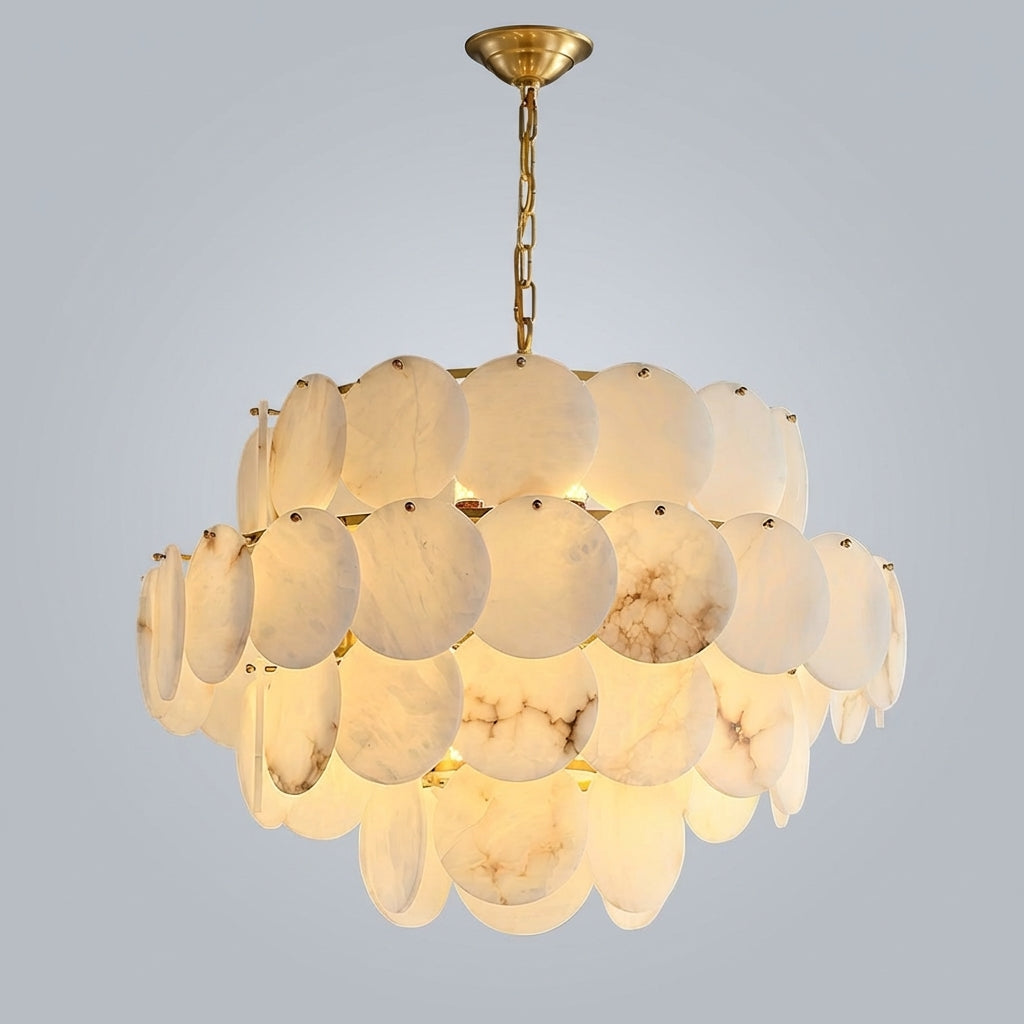 Riviko Alabaster Shell Brass Chandelier with 2/3/4/5/6 layer - Studio Shot