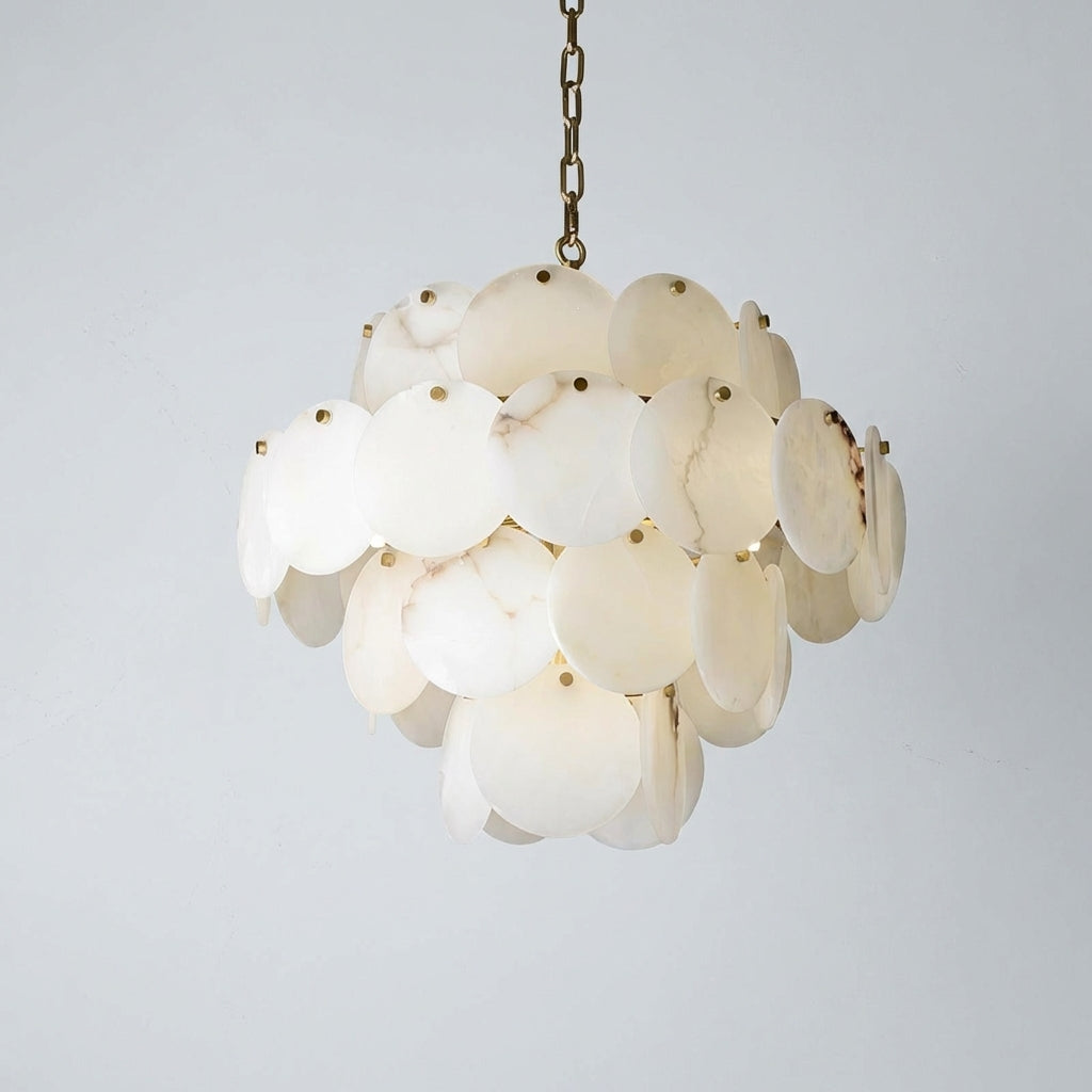Riviko Alabaster Shell Brass Chandelier with 2/3/4/5/6 layer - Studio Shot