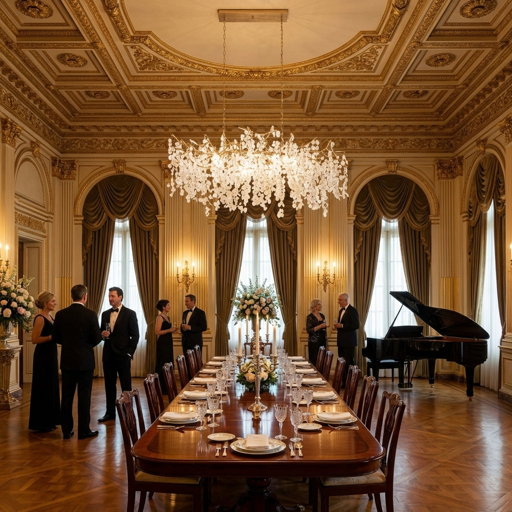 Riviko Verdant Cascade Glass Chandelier - American ballroom or formal entertaining space