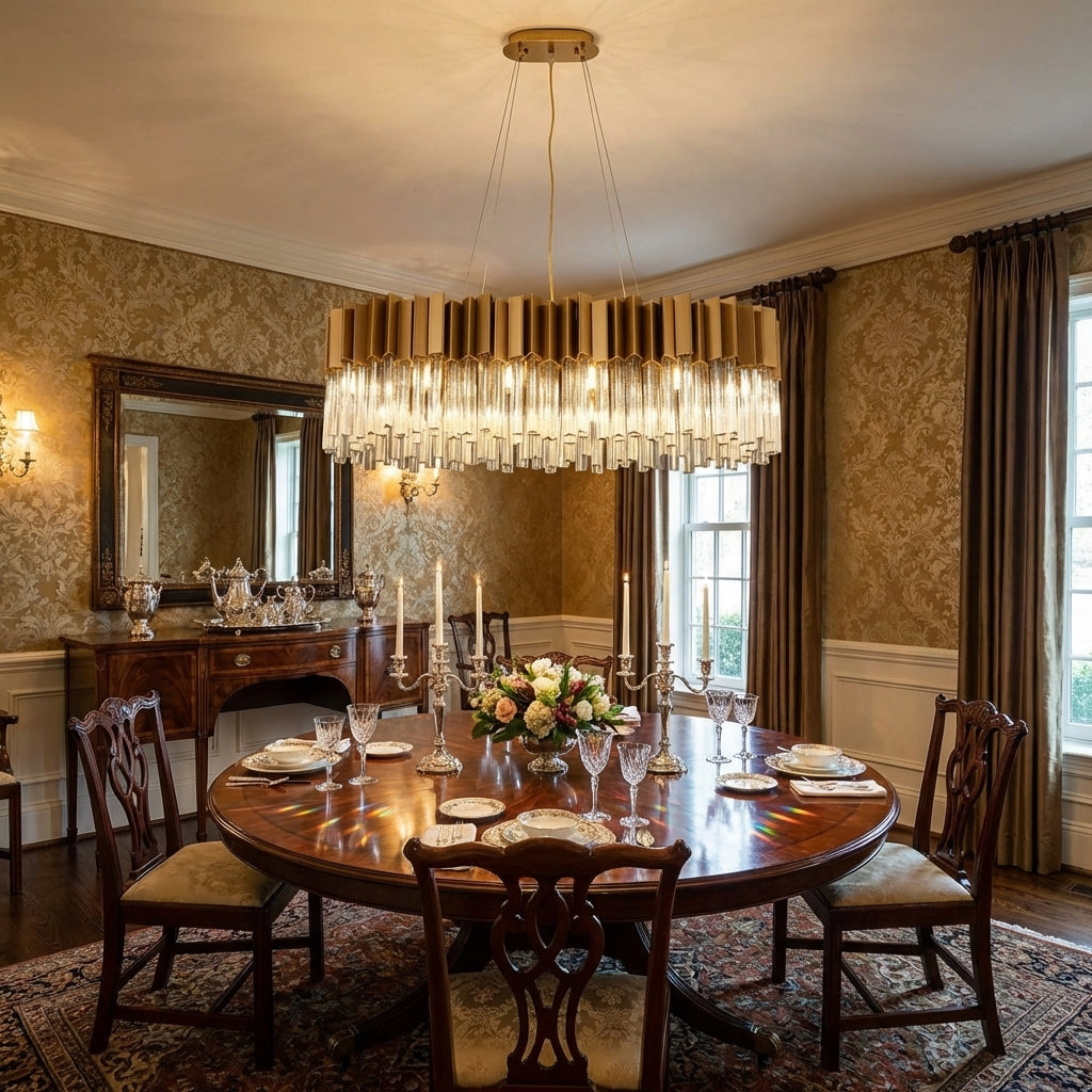 Riviko Radiant Oval Crystal Chandelier - Scene