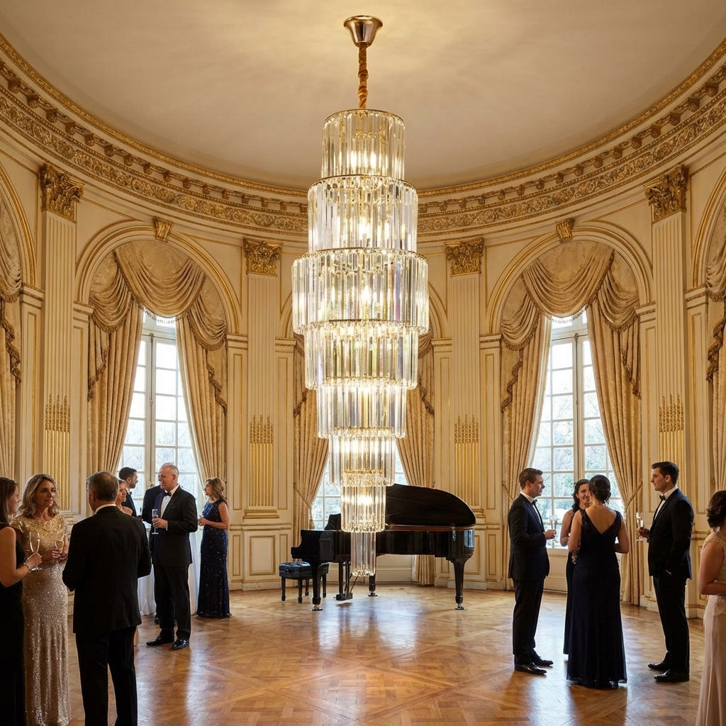 Riviko Bastian Multiple Tier Crystal Chandelier - American ballroom or formal entertaining space