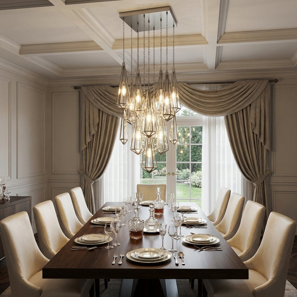 Riviko Devotion Linear Chandelier 13 Light - formal American dining room
