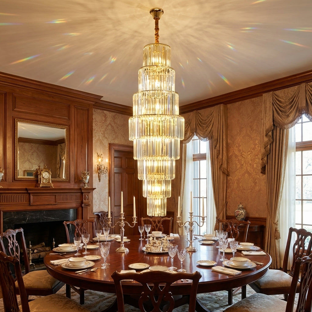 Riviko Bastian Multiple Tier Crystal Chandelier - formal American dining room