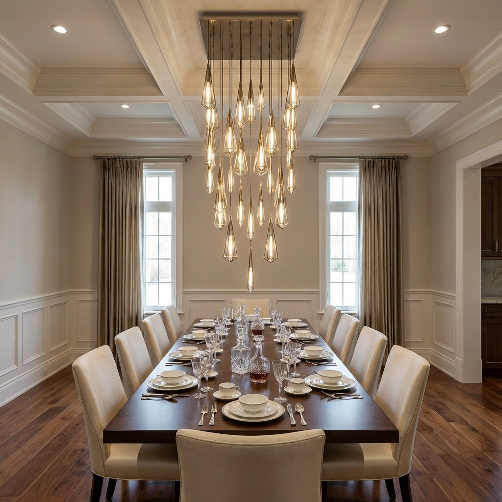 Riviko Devotion Linear Chandelier 40 Light - formal American dining room