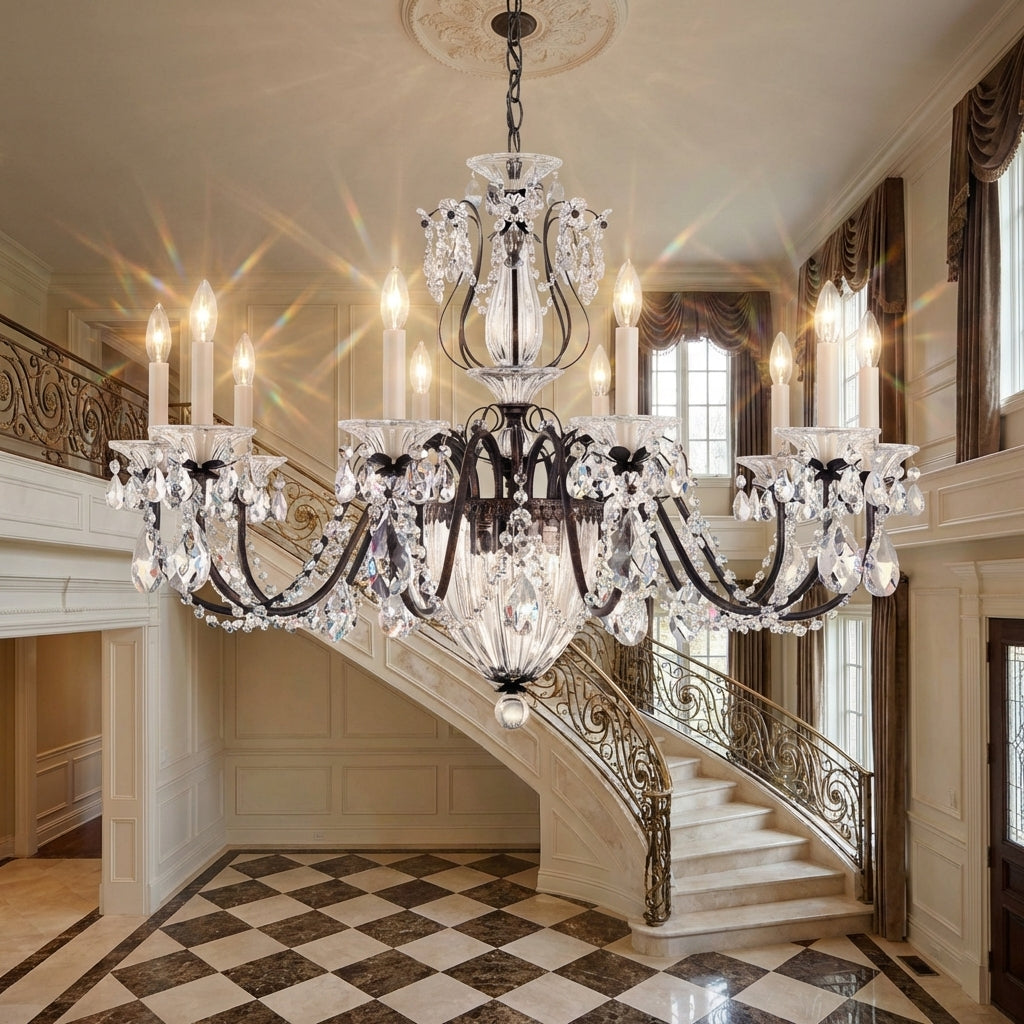 Riviko Bagatelle 13-Light Chandelier - grand American estate foyer
